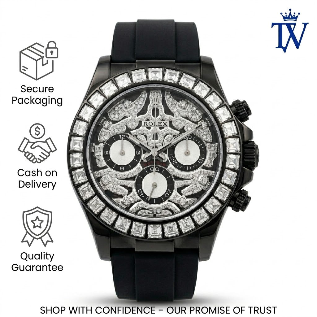 Rolex Daytona Bezel with 36 Trapeze-Cut Diamonds/Crystals Detail