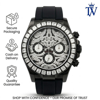 Rolex Daytona Bezel with 36 Trapeze-Cut Diamonds/Crystals Detail