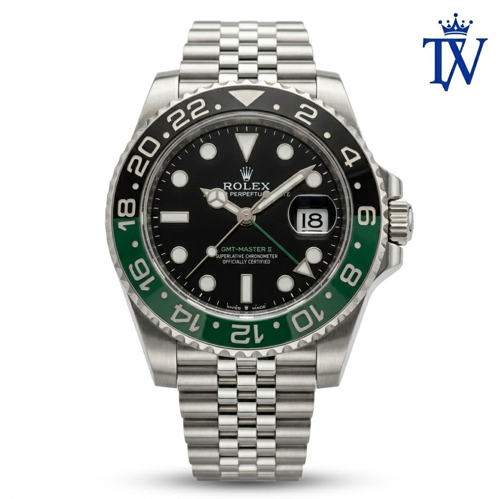 Rolex GMT-Master II Sprite 126720VTNR Green Black Bezel Front View