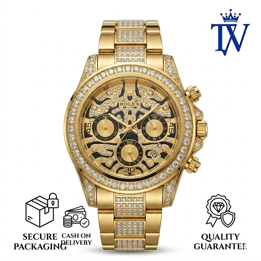 Rolex Gem-Set Bezel with Hand-Placed Baguette Crystals Detail