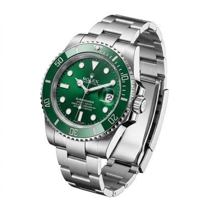 Rolex Green Sunburst Dial with Luminous Chromalight Markers Detail Close-up
