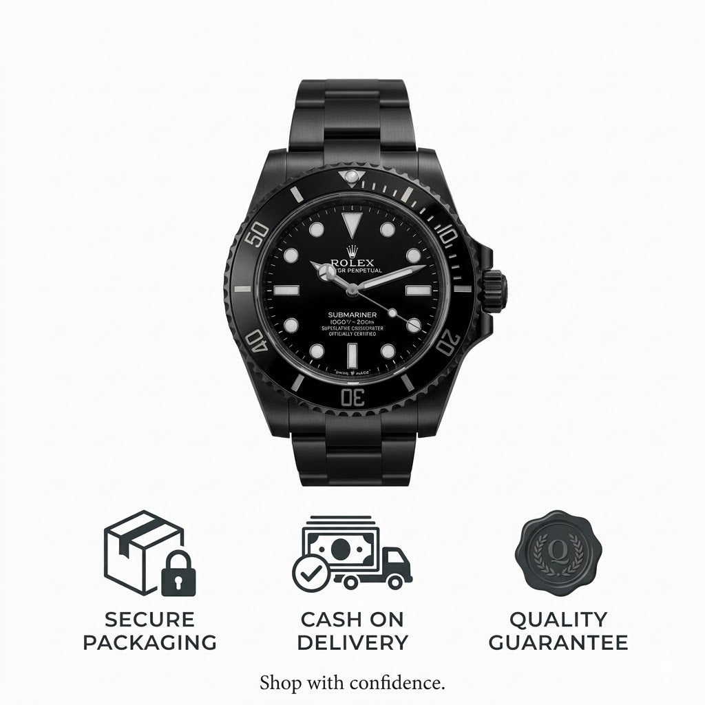 Rolex Submariner Black Dial with High-Contrast Luminous Markers Detail