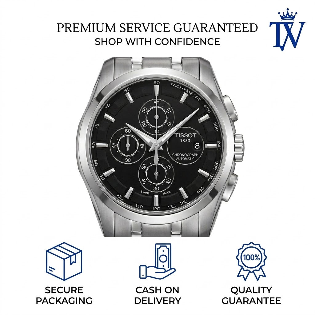 Tissot 1853 Side Profile showing Polished Case and Branded Crown