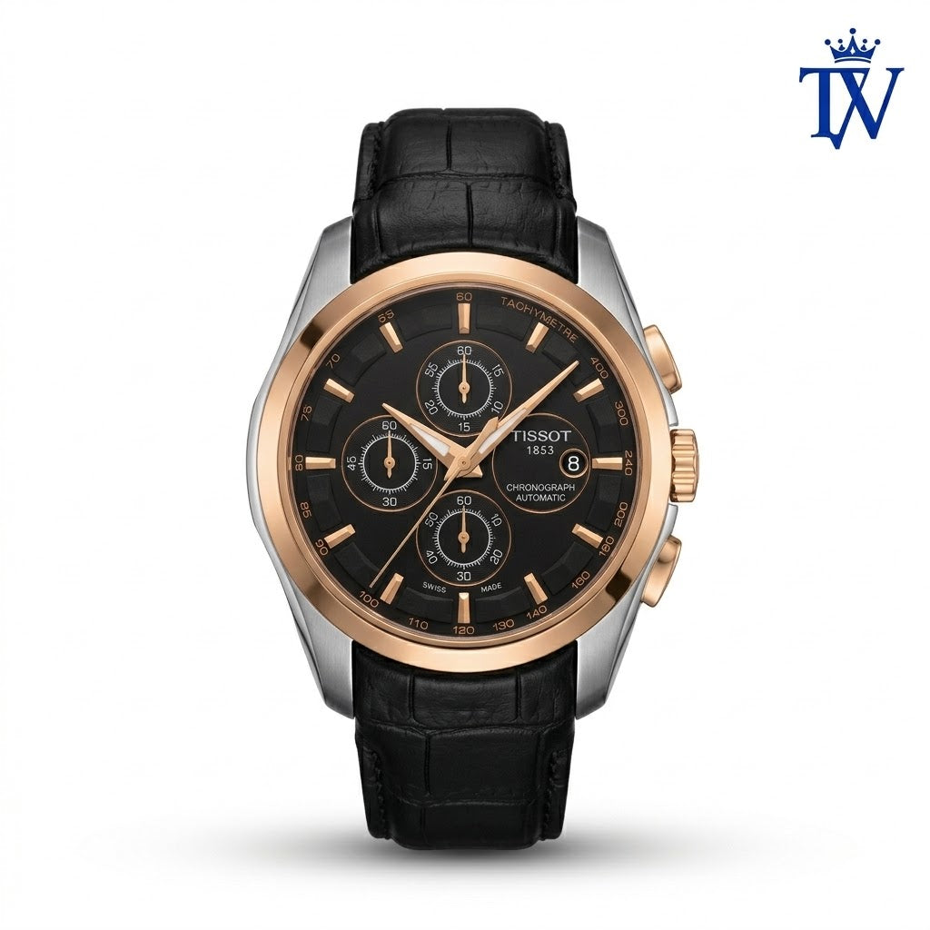 Tissot 1853 Rose Gold and Black Dial Men's Watch Front View Master Quality