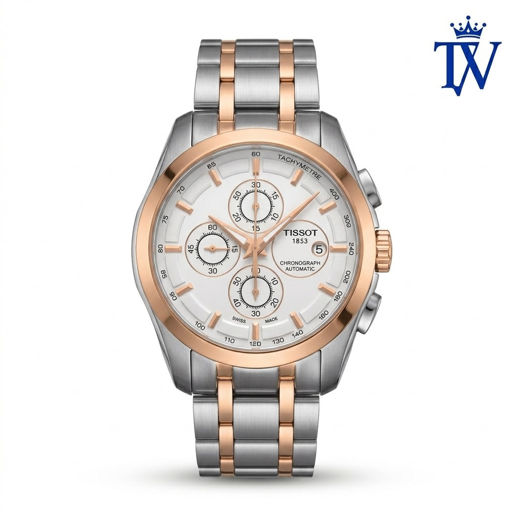 Tissot 1853 Rose Gold and White Dial Men's Watch Front View Master Quality