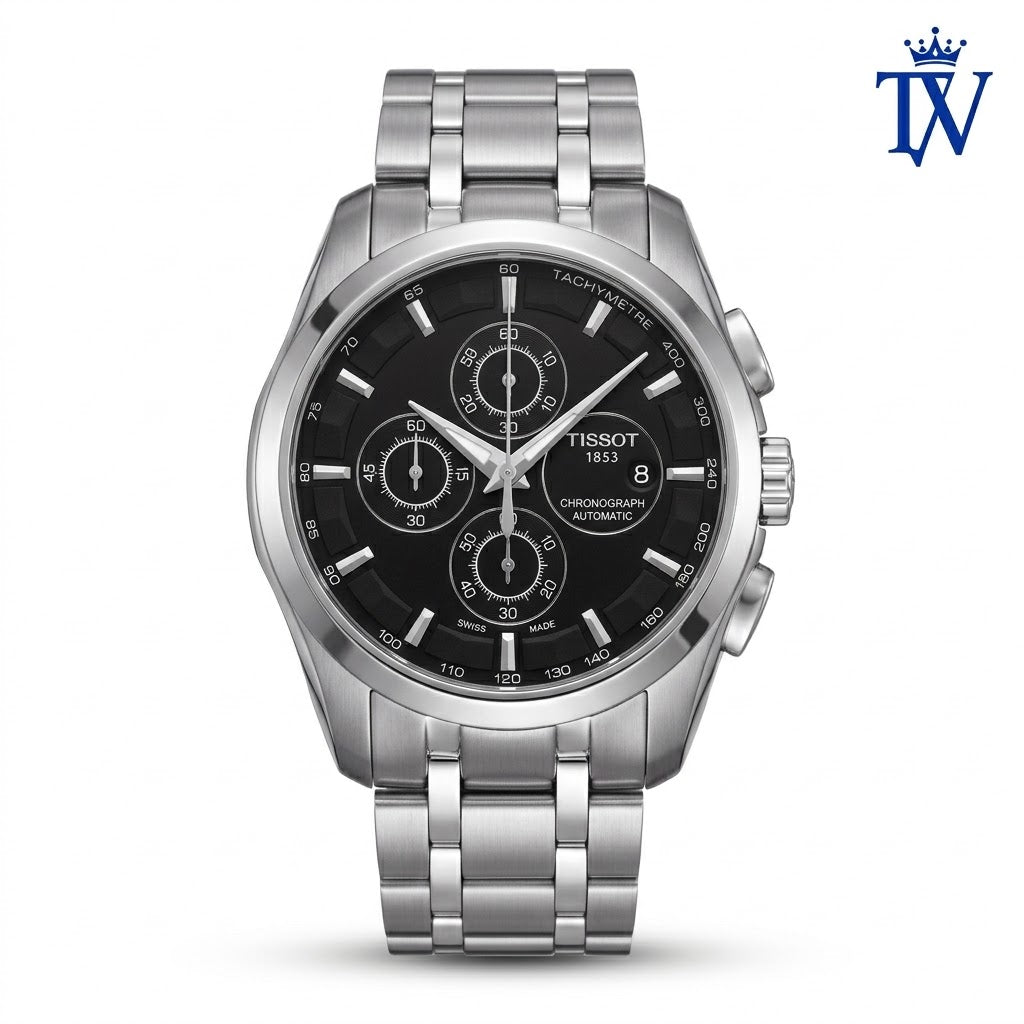 Tissot 1853 Silver and Black Dial Men's Watch Front View Master Quality