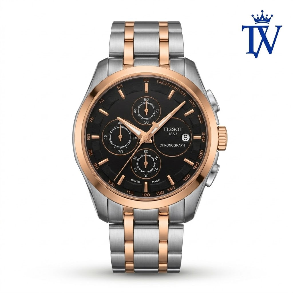 Tissot 1853 Two-Tone Silver and Gold Chain Watch Front View