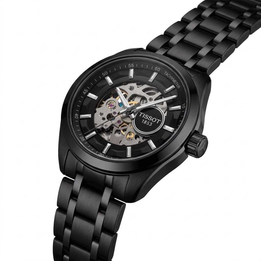 Tissot Black Dial Detail with Precise Markers Master Quality Detail