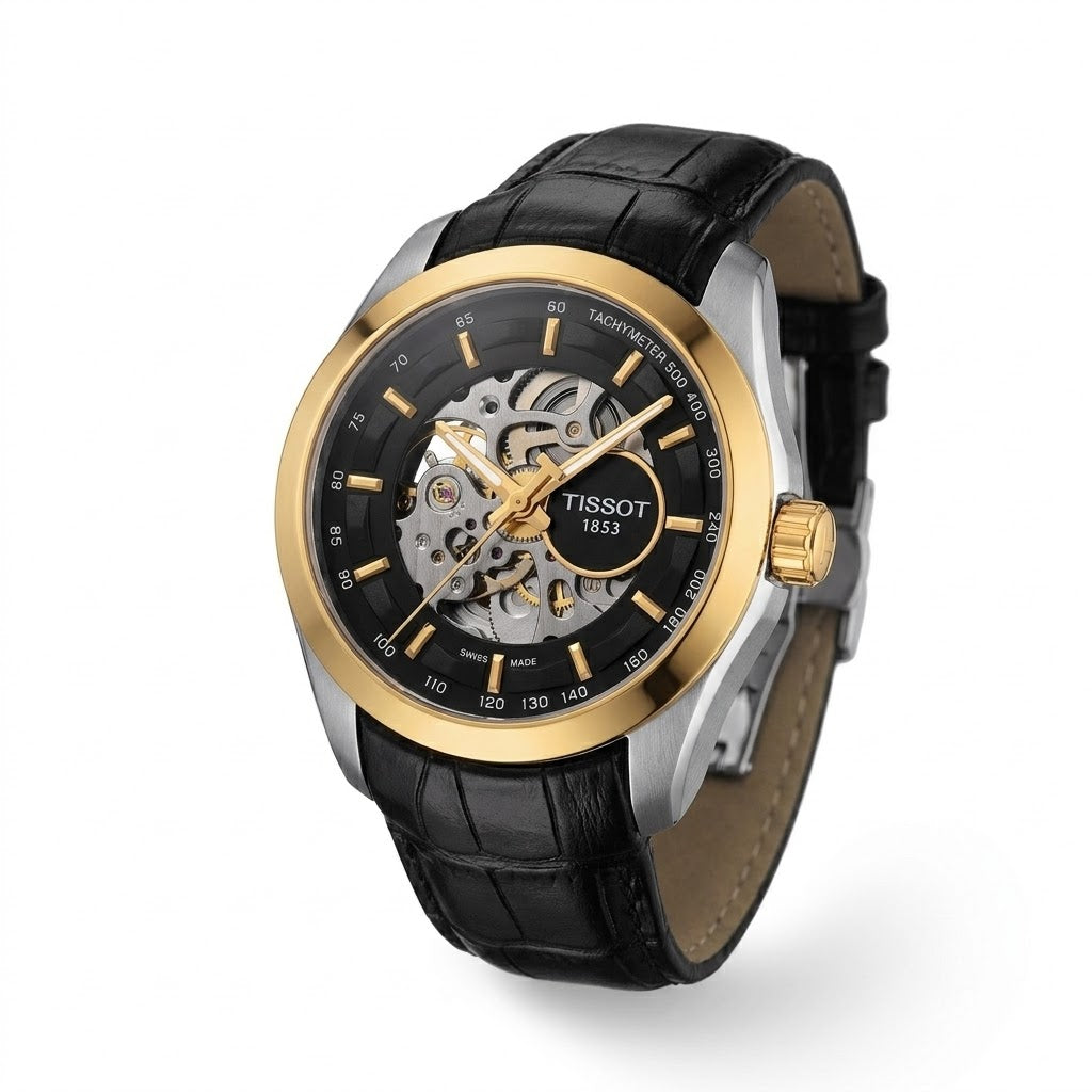 Tissot Premium Genuine Leather Strap Texture Close-up
