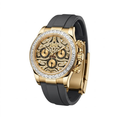 olex Tiger-Print Dial with Hand-Set Diamond Hour Markers Detail Close-up