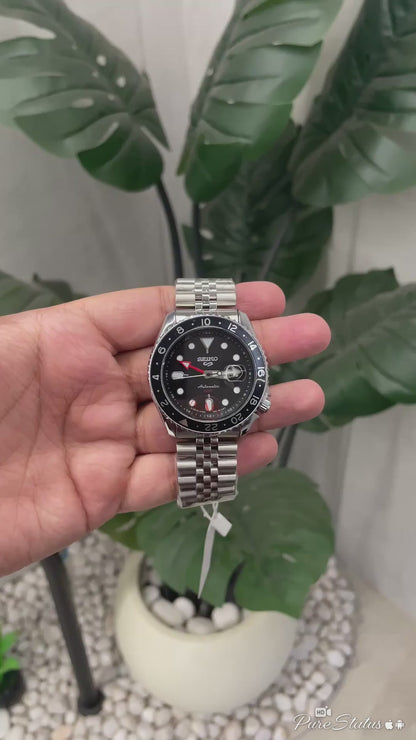 Seiko 5 Sports GMT All Black Stainless Steel Watch | Premium Edition